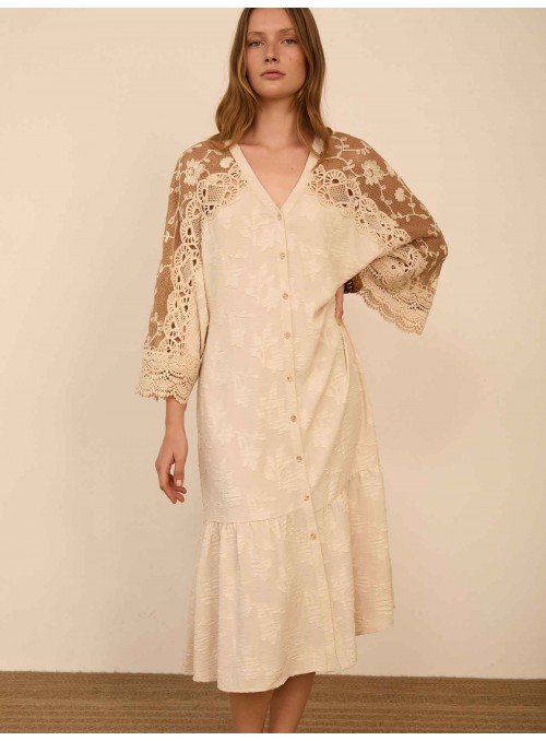Kaftan largo bimateria