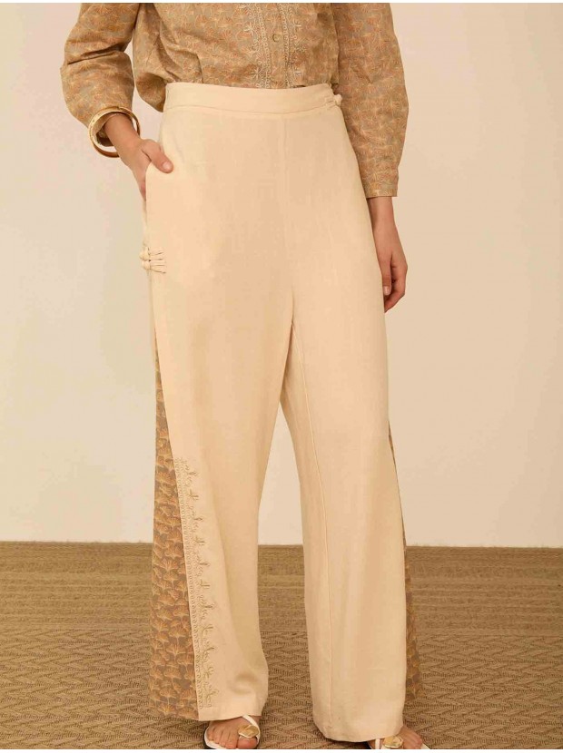 Pantalón fluido bimateria
