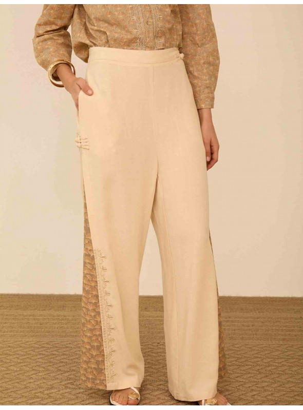 Pantalón fluido bimateria