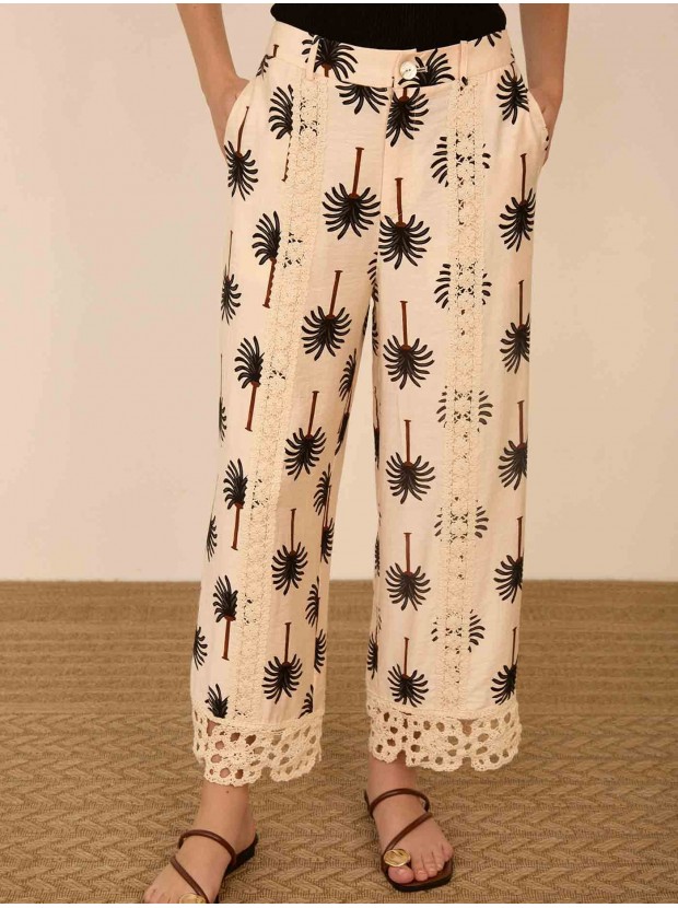 Pantalón cropped estampado