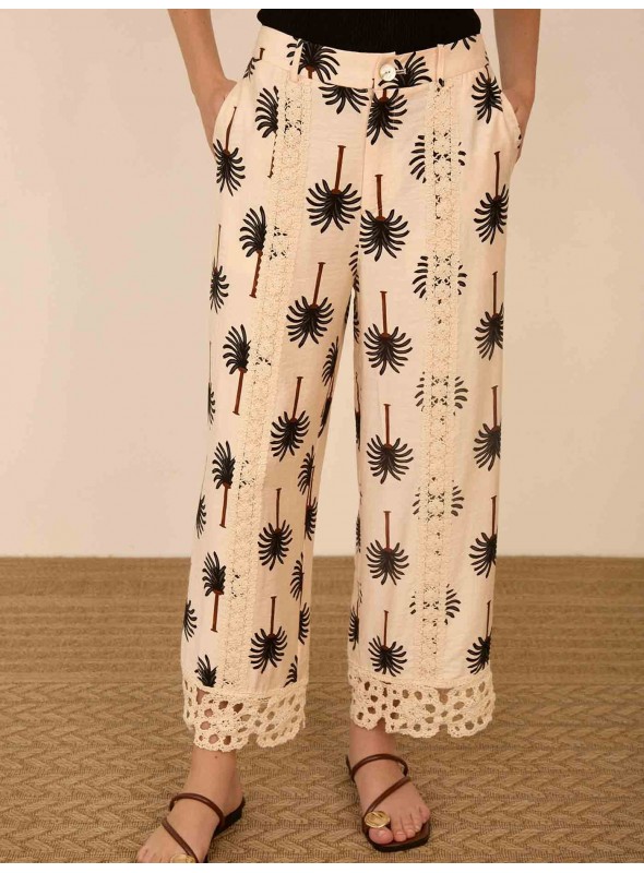 Pantalón cropped estampado