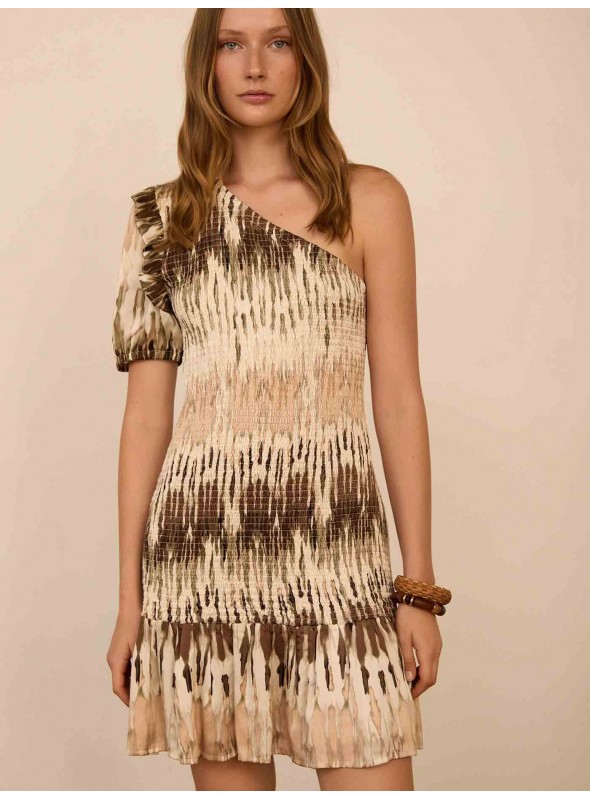 Vestido corto asimétrico smock