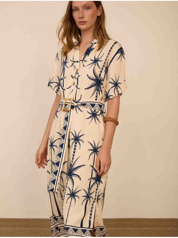 Vestido midi estampado palmeras