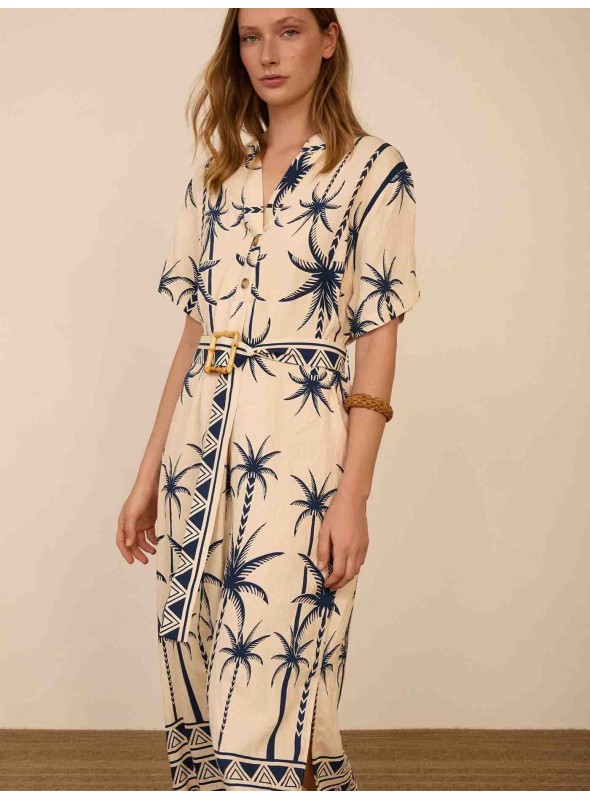 Vestido midi estampado palmeras