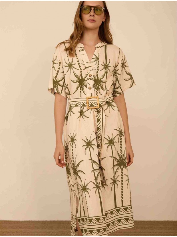 Vestido midi estampado palmeras