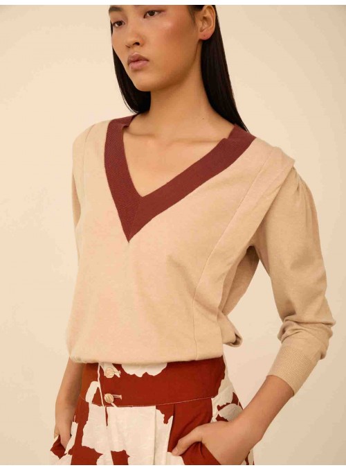 Jersey punto fino bicolor