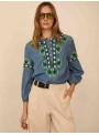 Blusa denim bordada