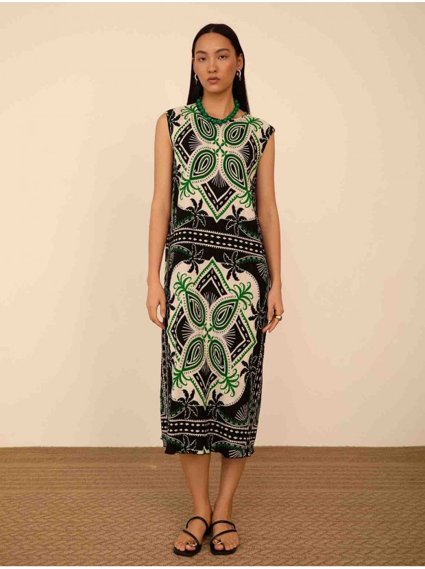 Vestido plisado estampado