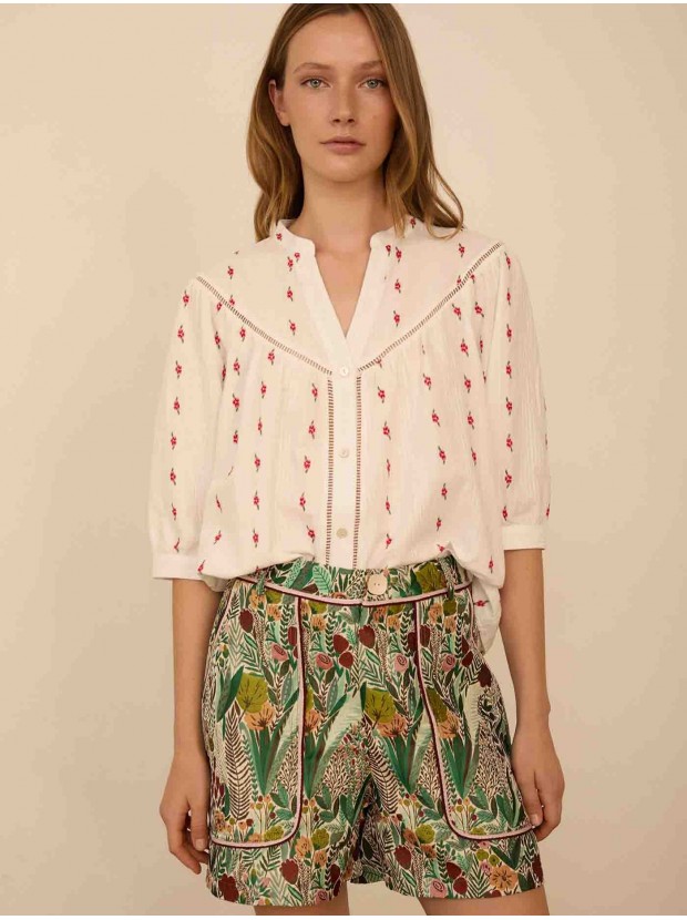 Blusa con jacquard flores
