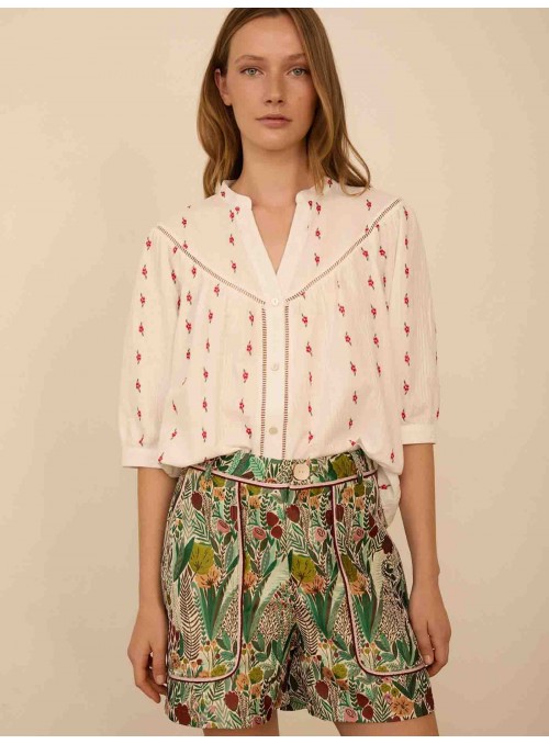 Blusa con jacquard flores