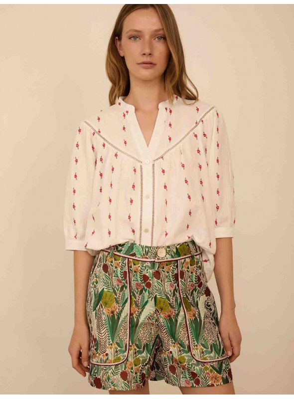 Blusa con jacquard flores