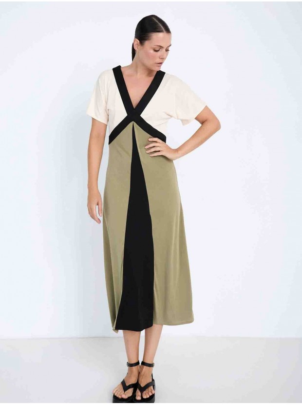 Vestido modal tricolor