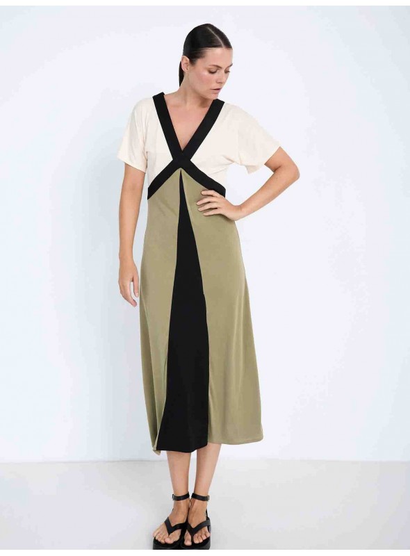 Vestido modal tricolor