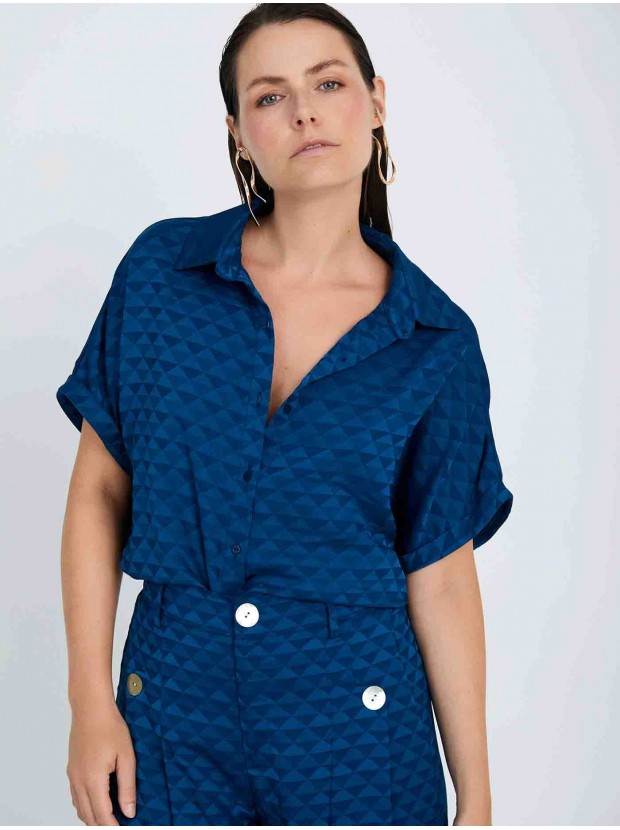 Camisa jacquard geométrico