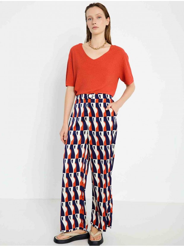 Pantalón satinado estampado