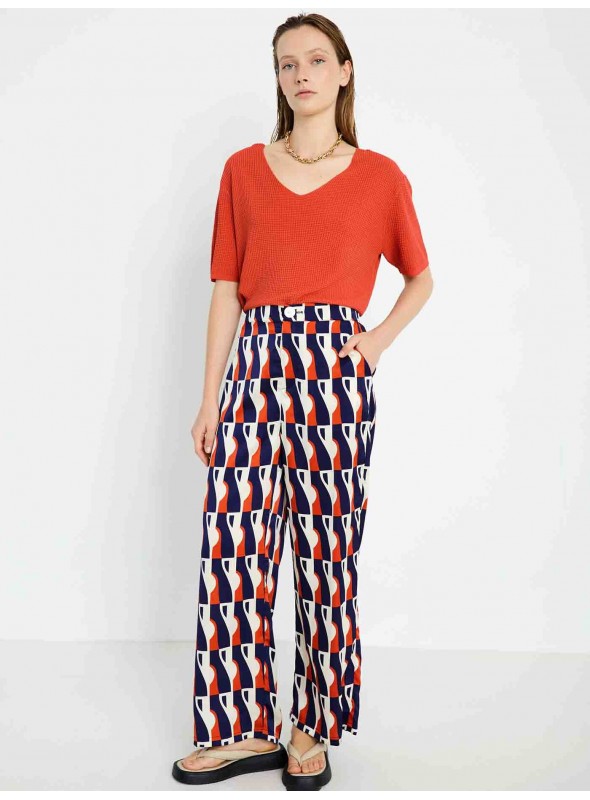 Pantalón satinado estampado