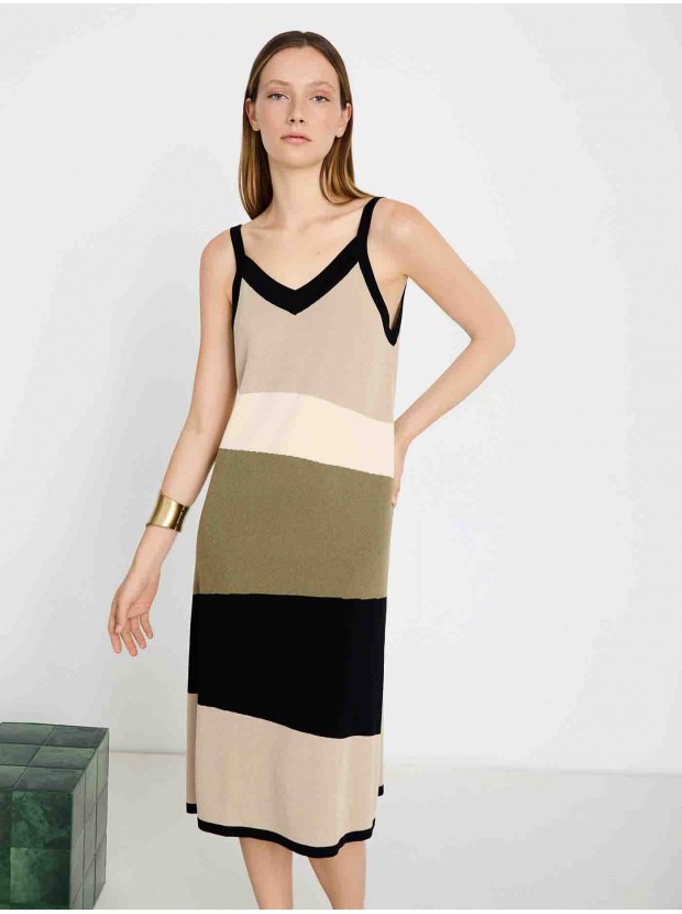 Vestido intarsia colorblock