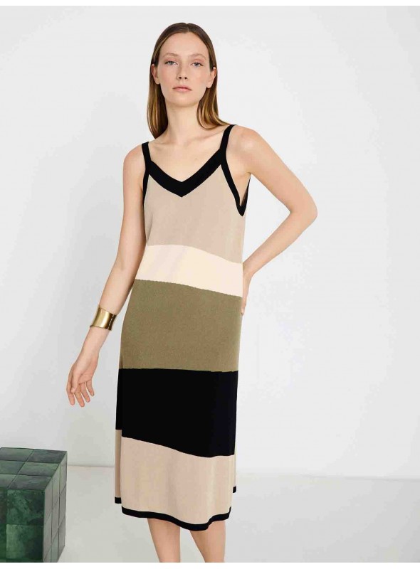 Vestido intarsia colorblock