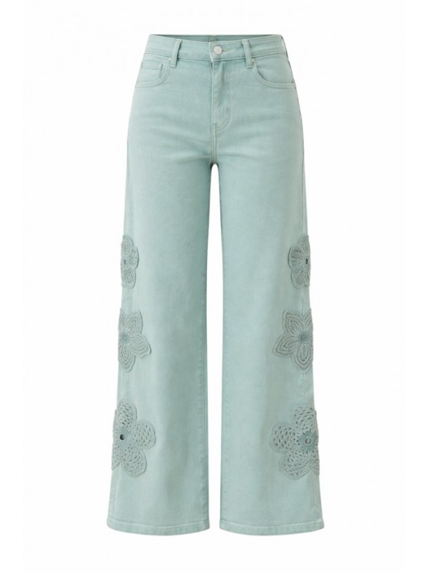 Pantalón denim bordado lateral