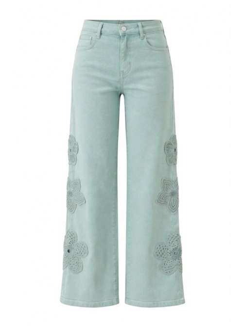Pantalón denim bordado lateral