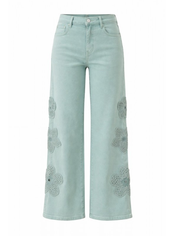 Pantalón denim bordado lateral