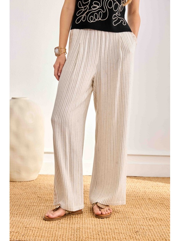 Pantalón lino rayas