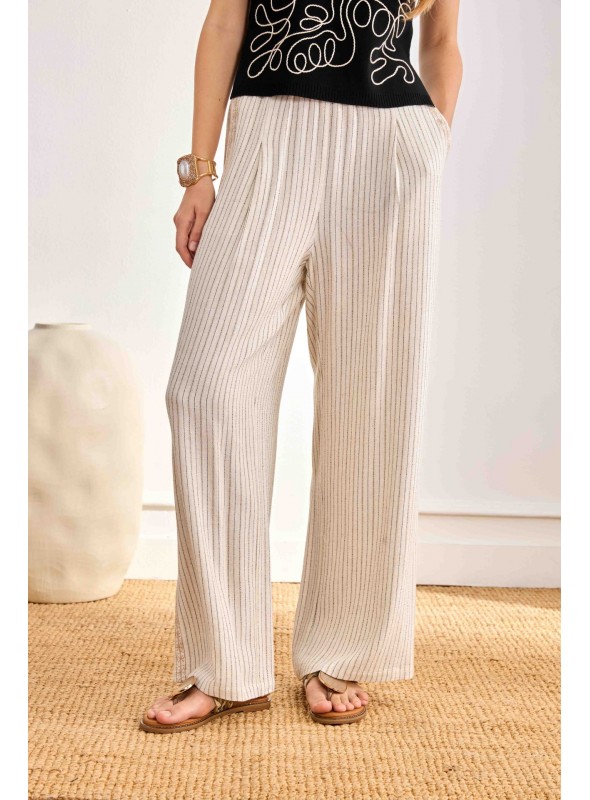 Pantalón lino rayas