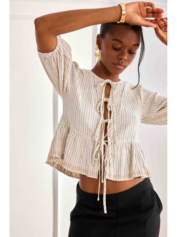 Blusa lino rayas