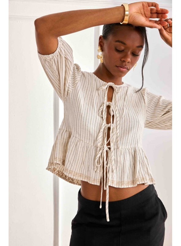 Blusa lino rayas