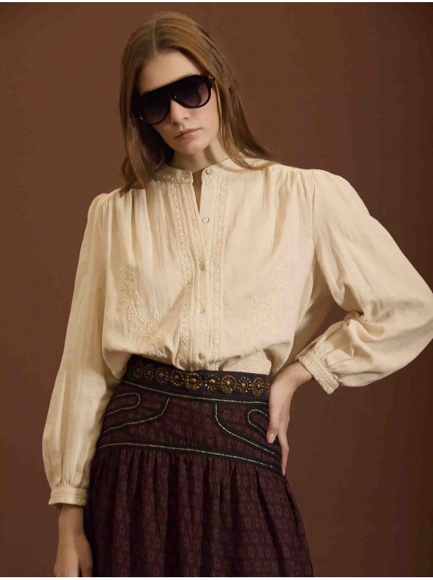 Blusa algodón bordada
