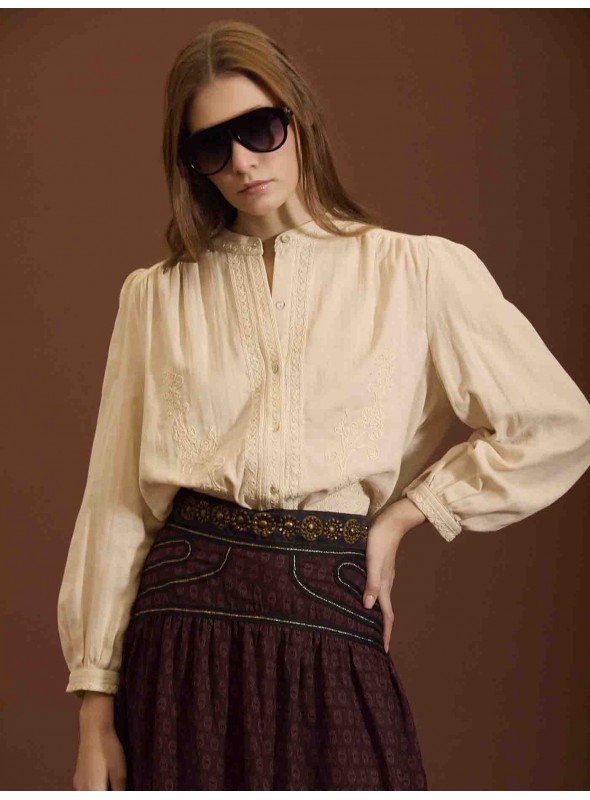 Blusa algodón bordada