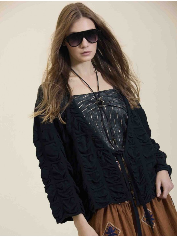 Cardigan con efecto fruncido