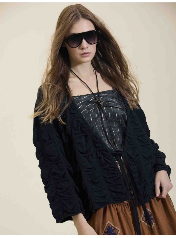 Cardigan con efecto fruncido