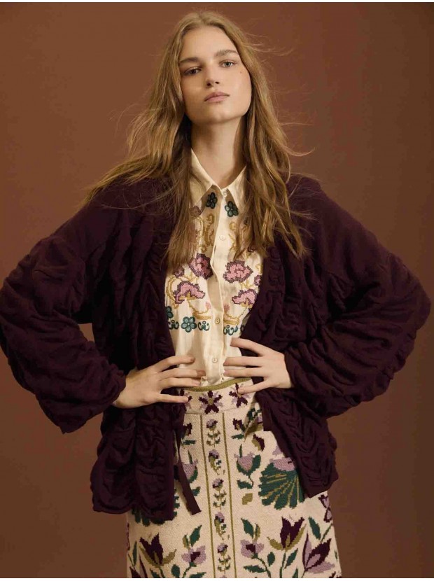 Cardigan con efecto fruncido