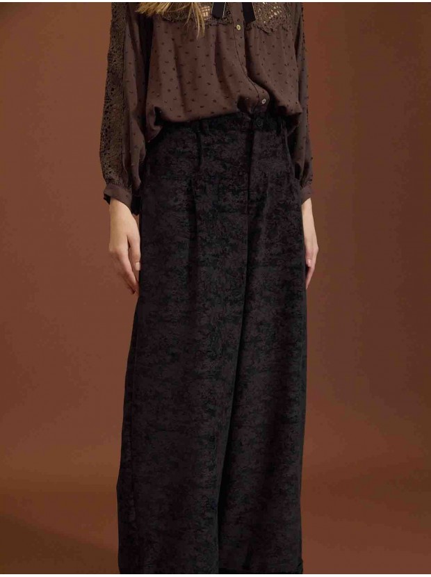 Pantalón holgados de terciopelo estampado cachemira