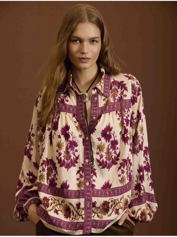 Blusa estampada mangas abullonadas