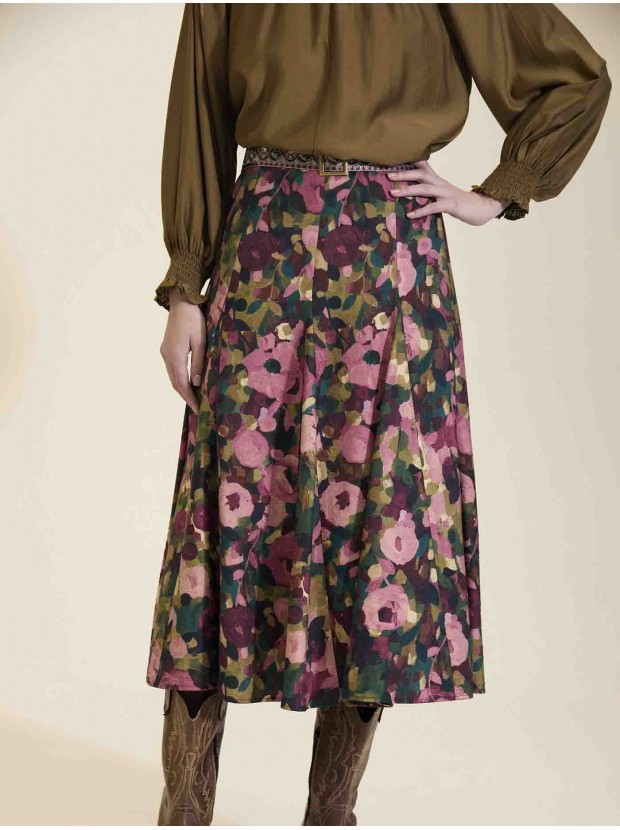 Falda midi estampada