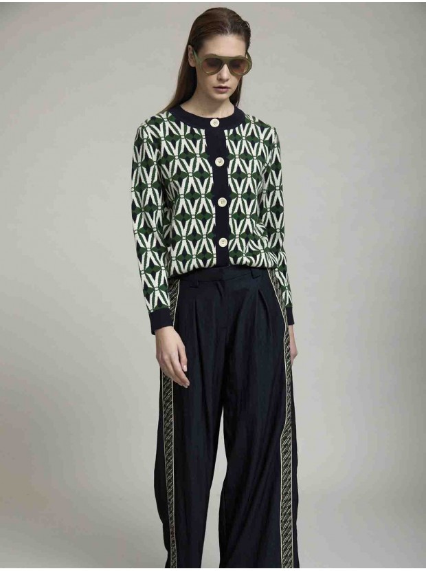 Cardigan jacquar geometrico