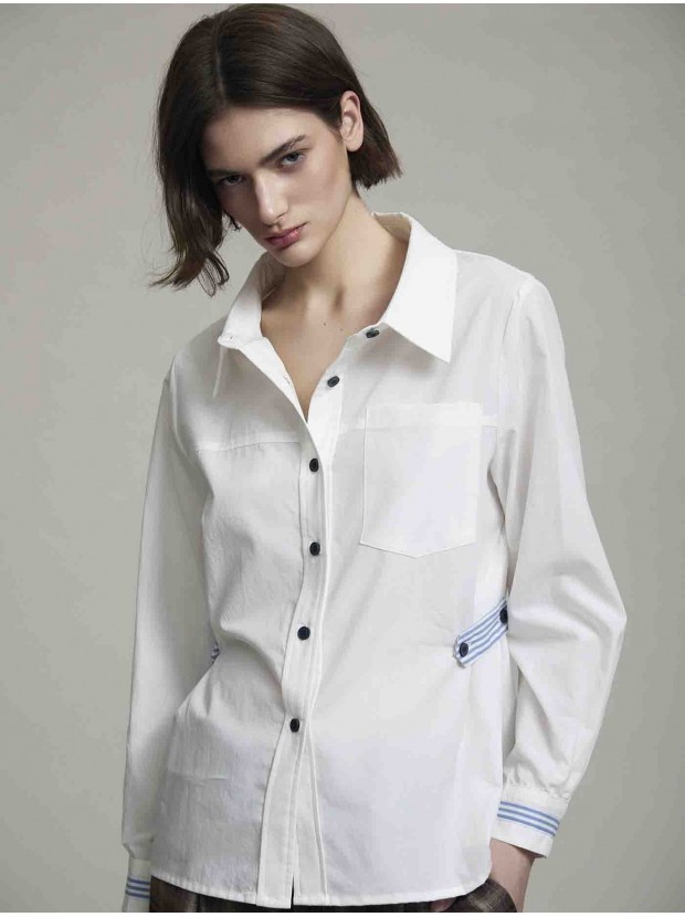 Camisa popelin detalle a rayas