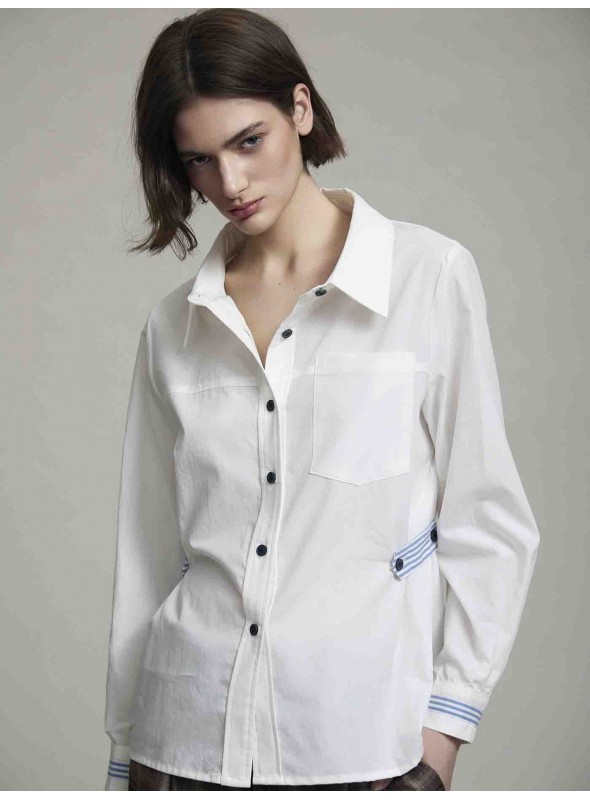 Camisa popelin detalle a rayas