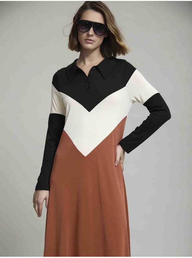 Vestido modal tricolor