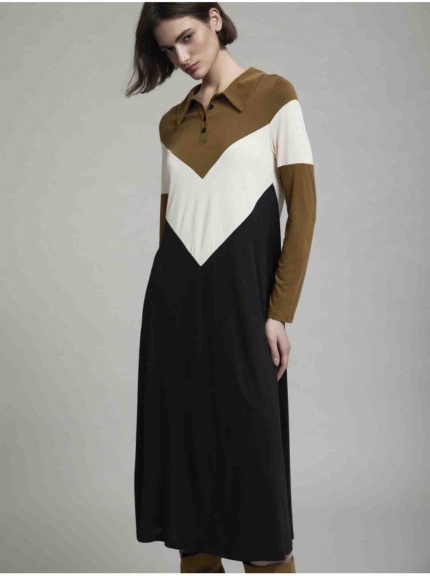 Vestido modal tricolor