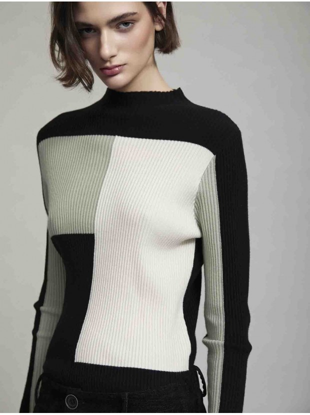 Jersey canalé colorblock