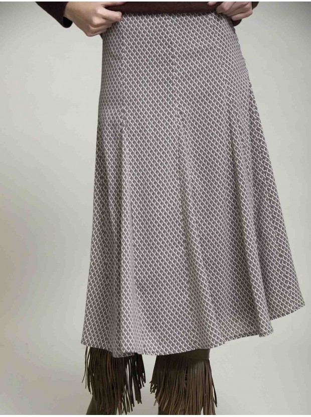 Falda midi estampado geometrico