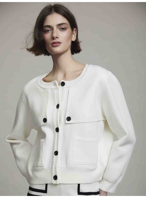 Chaqueta punto con botones contraste