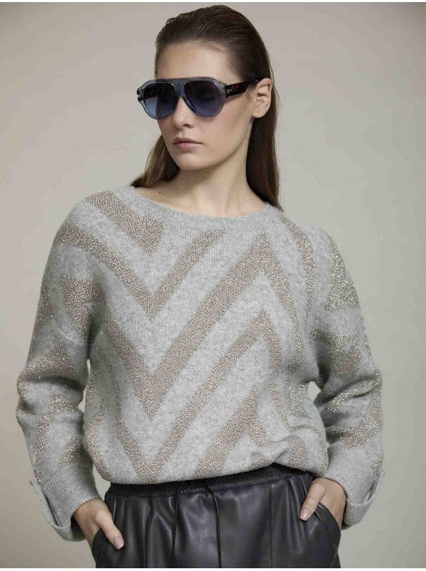 Jersey zigzag lurex