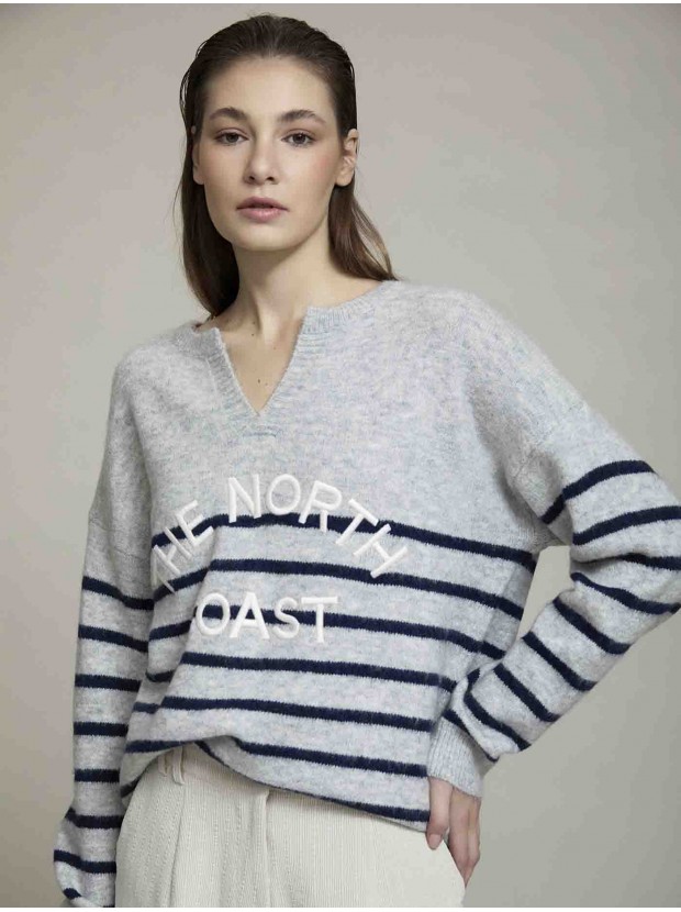 Jersey de rayas con bordado