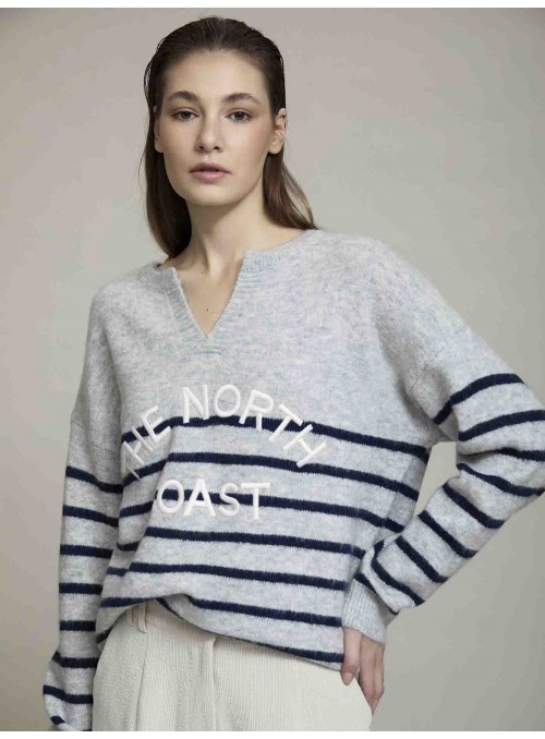 Jersey de rayas con bordado