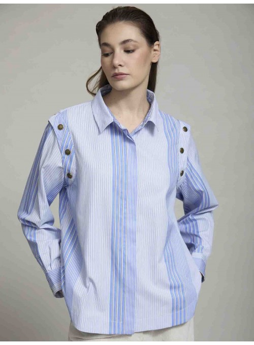 Camisa rayas botones hombro